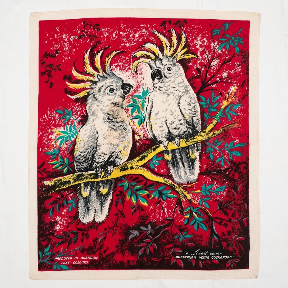 Vintage‎ Liddle Designs Australia Fast Colour White Cockatoo Screen Art Print